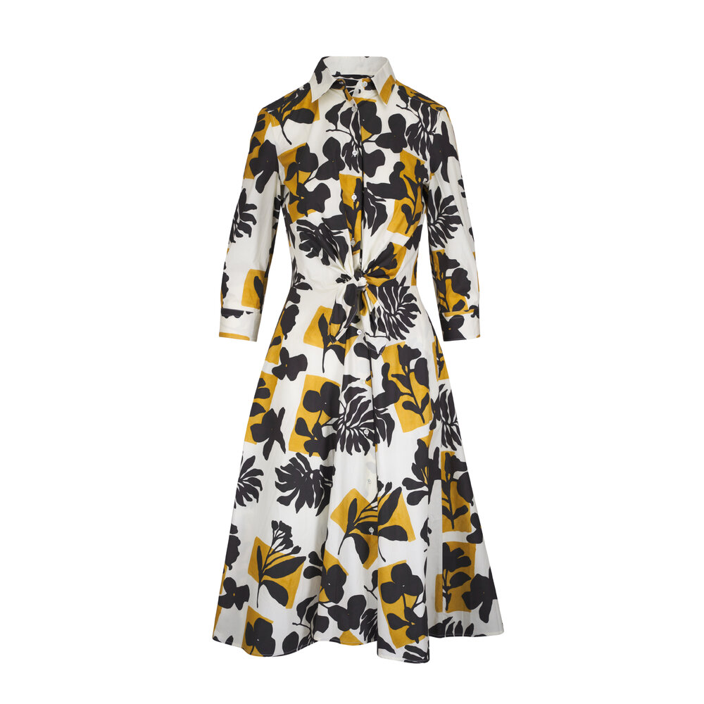 Sara Roka - Dralla Botanical Print Tie Waist Midi Dress