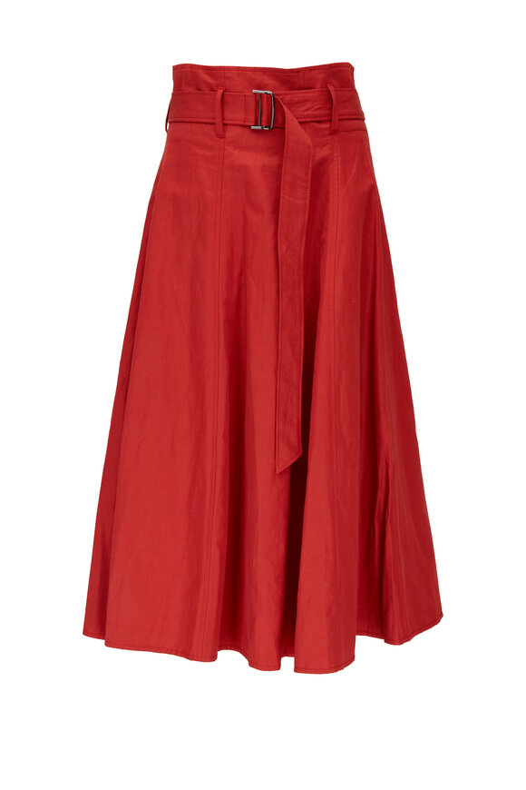 Brunello Cucinelli - Belted Red Midi Skirt 