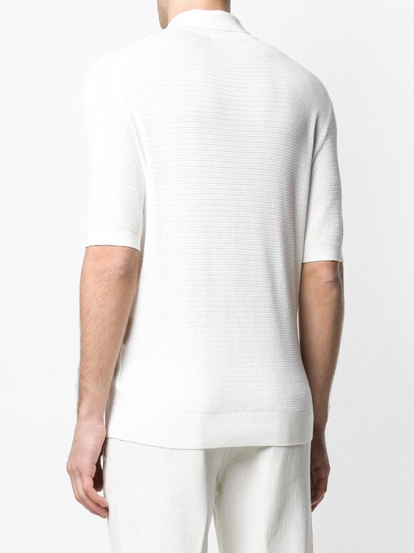 Zegna - White Banded Hem Pocket Polo