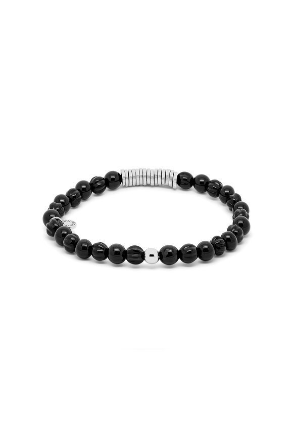 Tateossian - Black Agate Beaded Stretch Bracelet