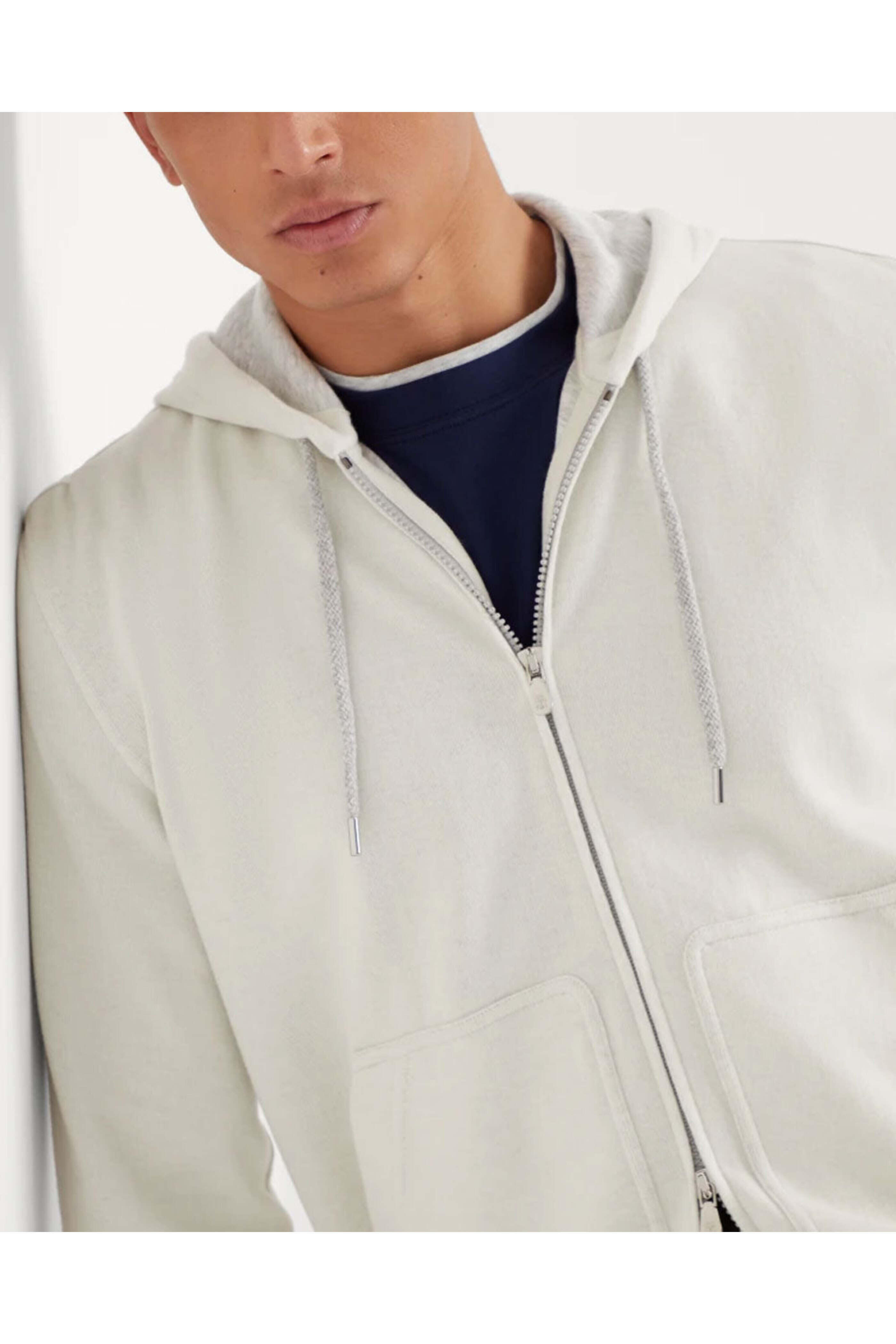 Brunello Cucinelli - White Cashmere Full Zip Hoodie