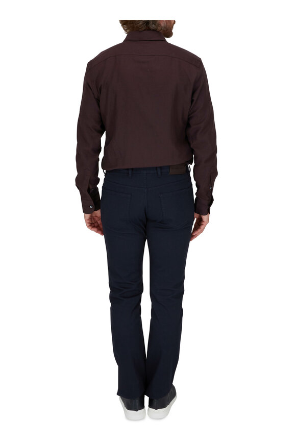 Zegna - Navy Piquè Five Pocket Pant