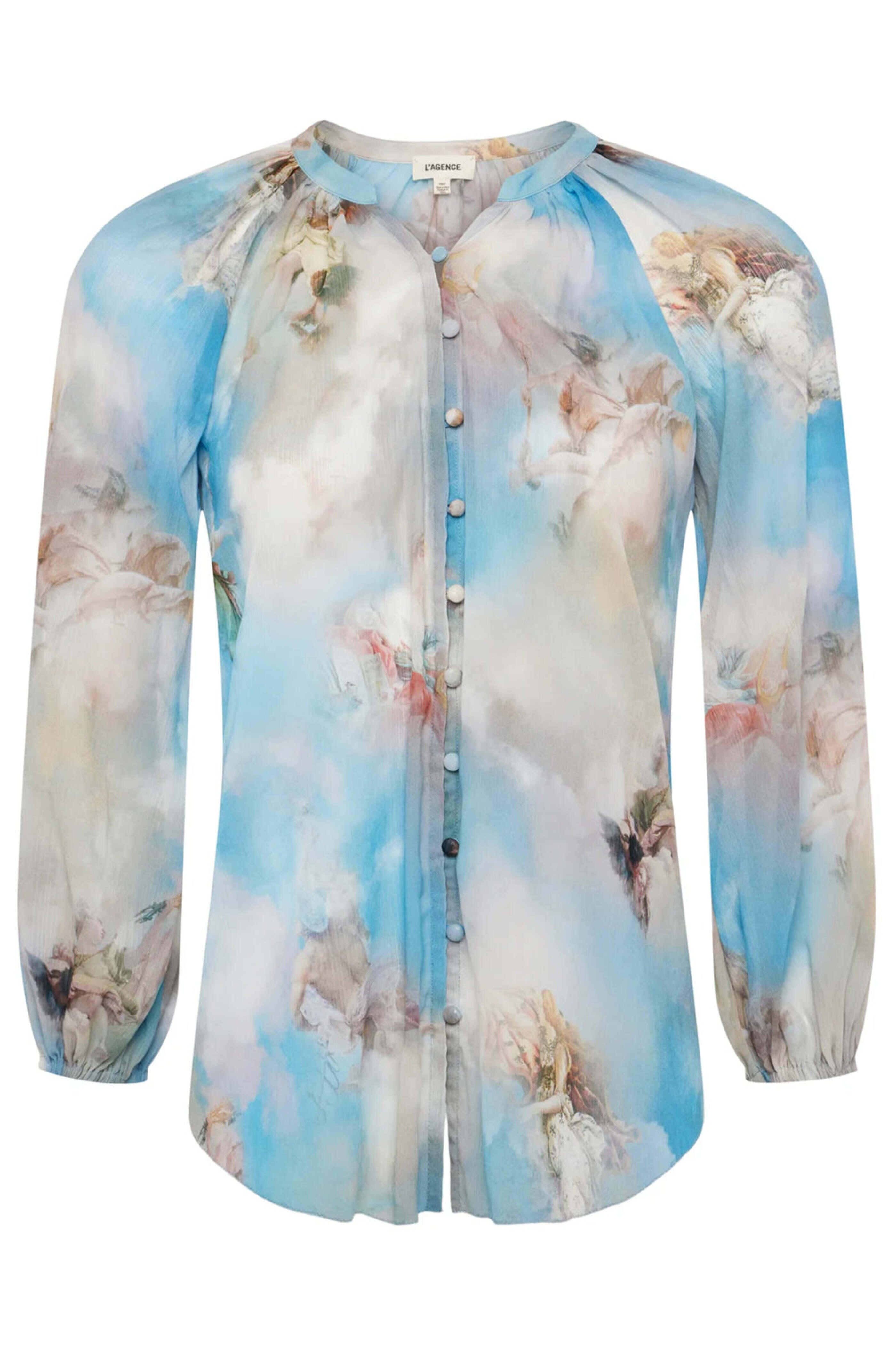 L'Agence - Light Blue Renaissance Teagan Blouse | Mitchell Stores