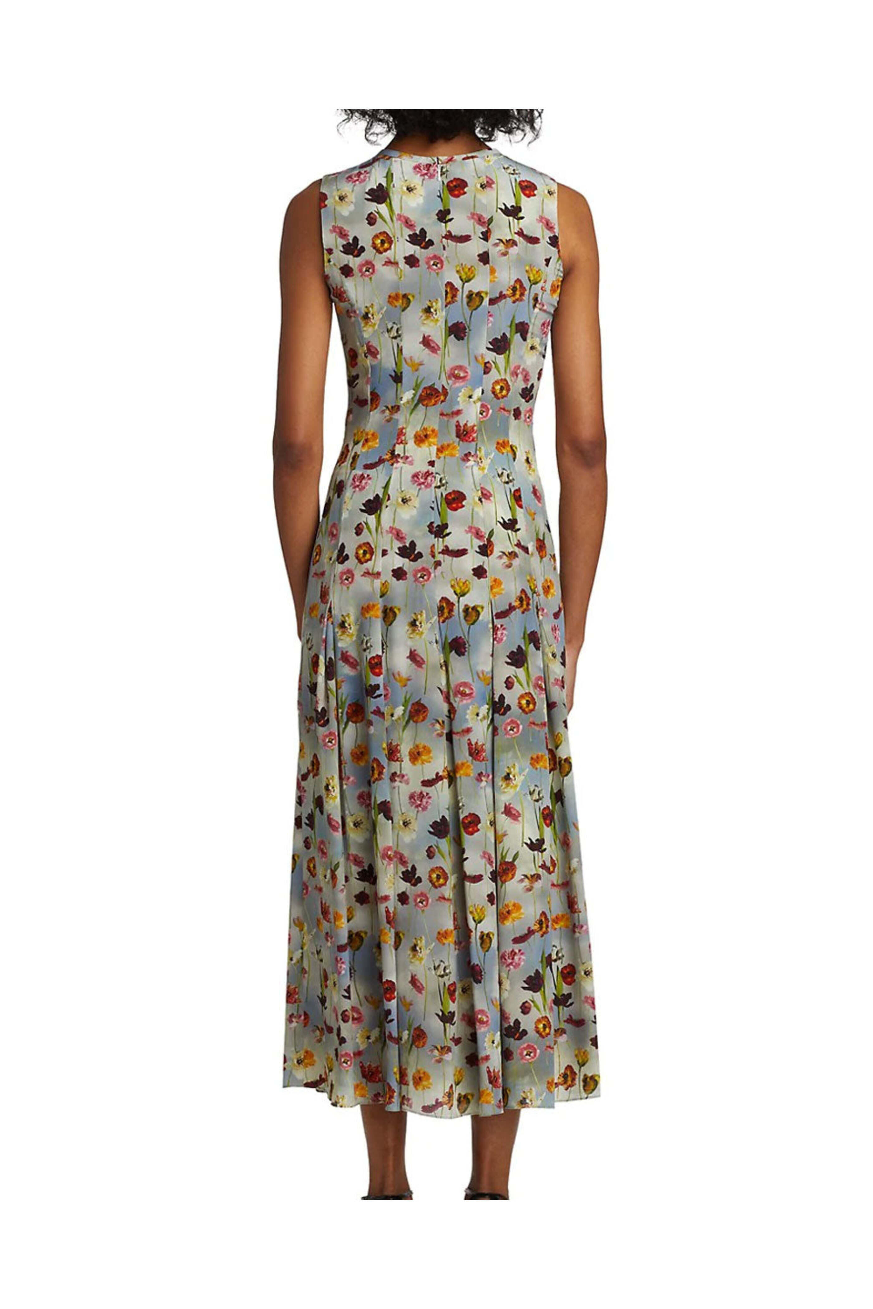 Oscar de la Renta - Topaz Floral Sleeveless Midi Dress