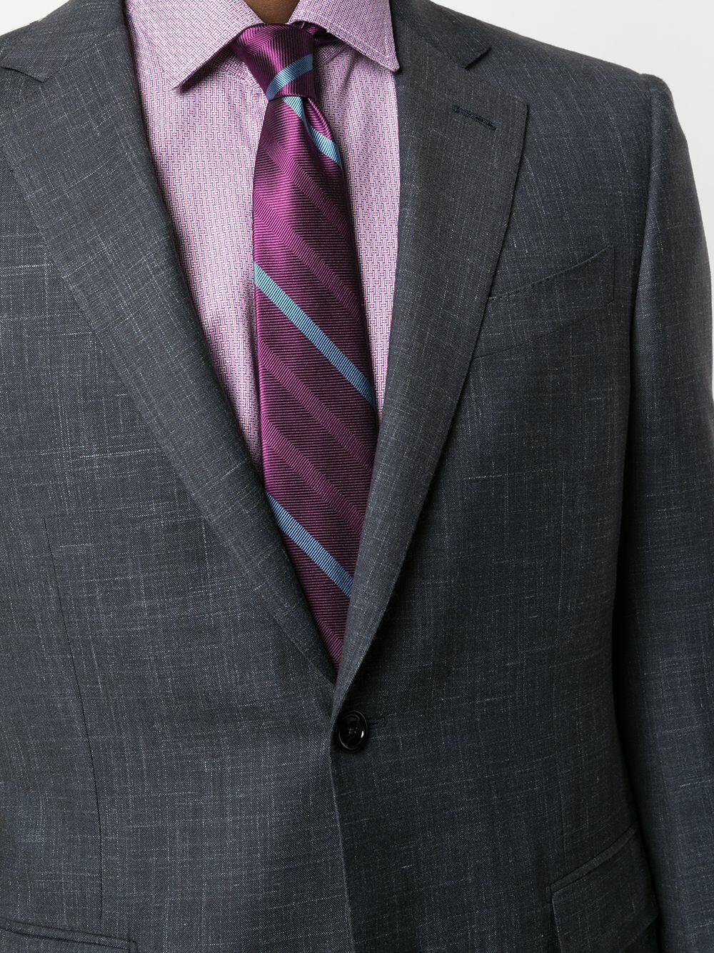 Zegna - Navy Printed Texture Suit