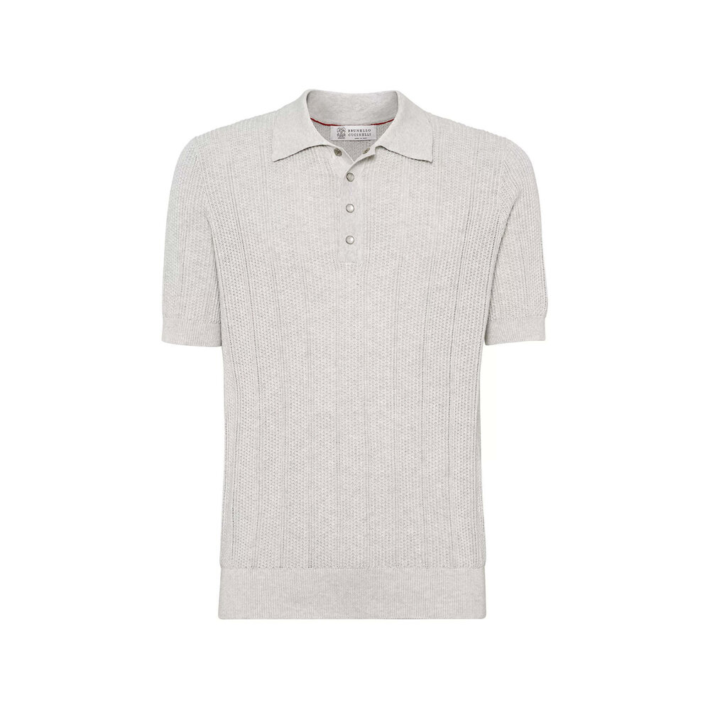 【送料&関税込】Brunello Cucinelli Silk And Cotton Grey Polo 送料&関税込】Brunello Cucinelli Silk And Cotton Grey Polo