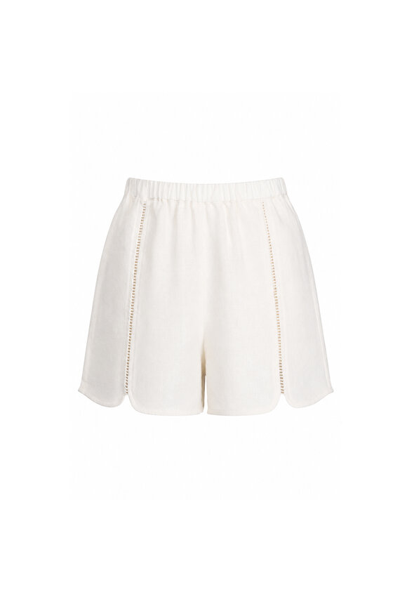 Hevron Clover Ivory Linen Shorts - view 1