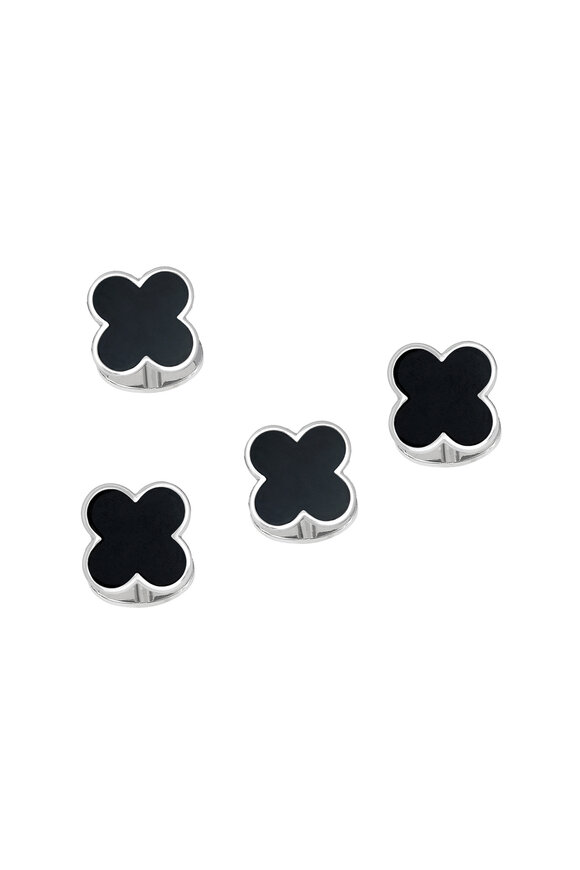 Jan Leslie Sterling Silver & Onyx Clover Stud Set