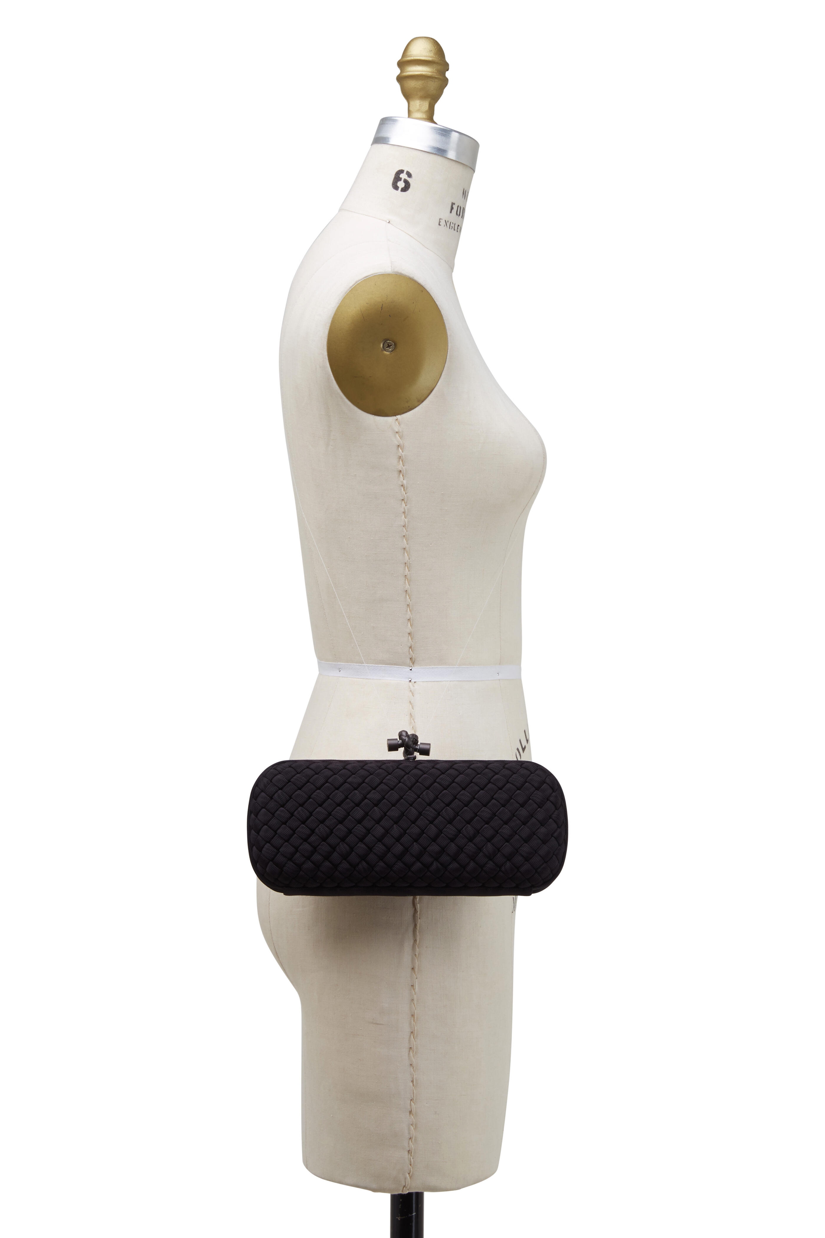 Bottega Veneta - Black Silk Faille Intrecciato Top Knot Clutch