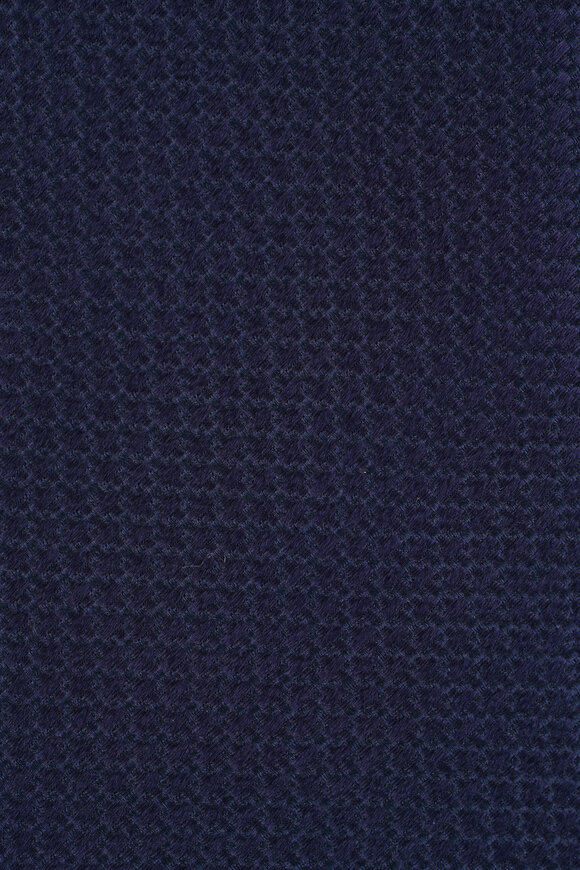 Zegna Navy Silk Jacquard Necktie - view 2