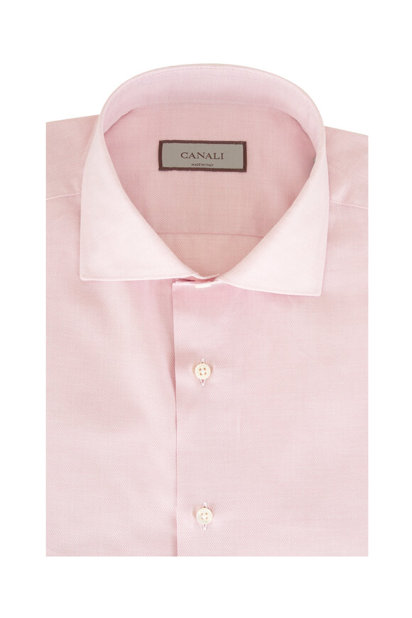Canali Solid Pink Cotton Dress Shirt - view 1