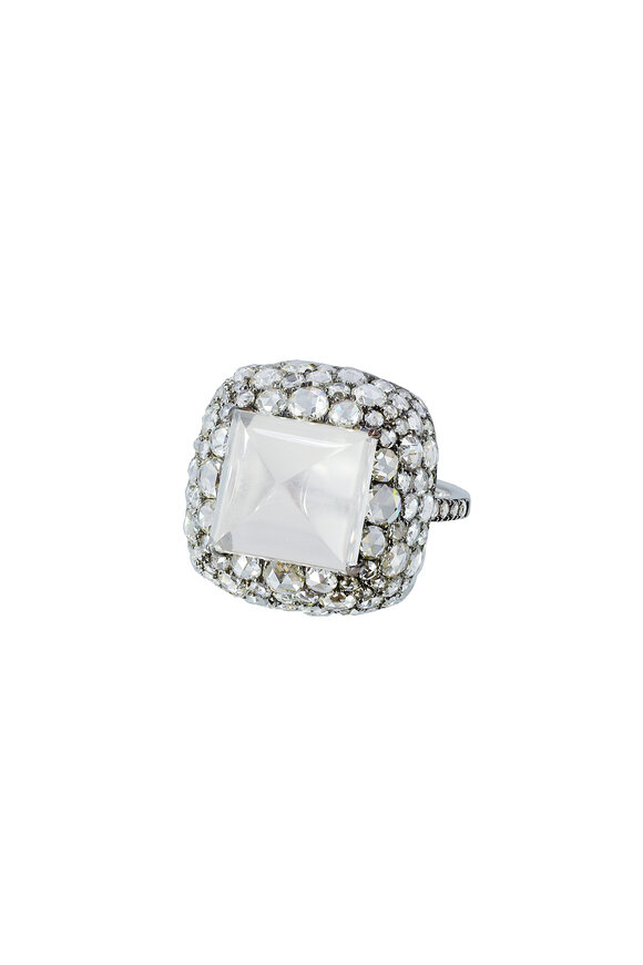 Nam Cho - 18K White Gold Moonstone & Diamond Ring