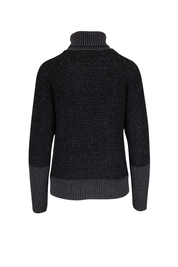 Kinross - Gray Plaited Tweed Turtleneck Sweater 