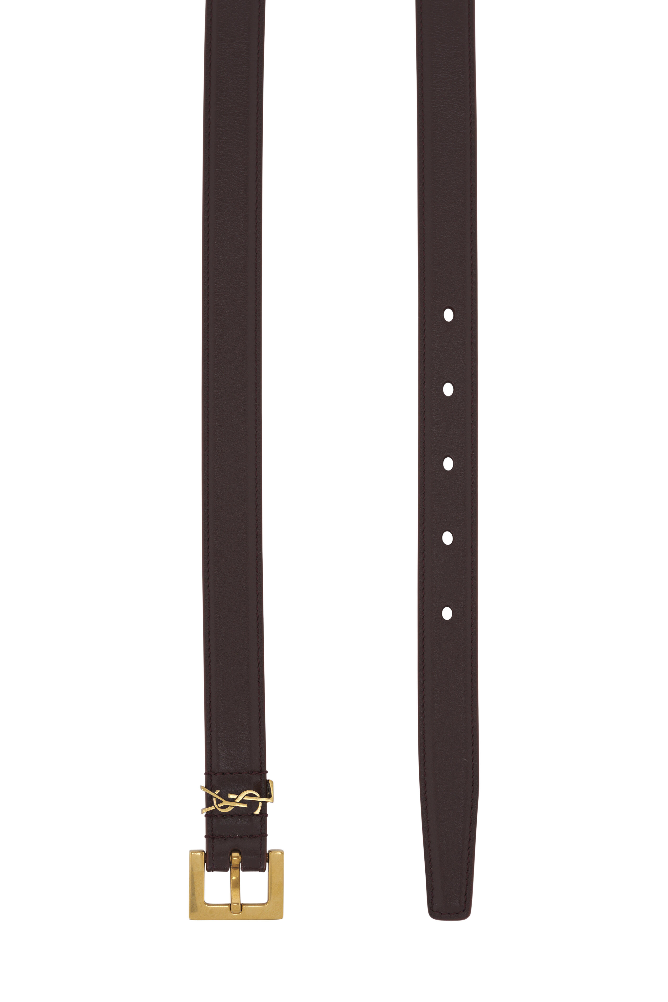 Saint Laurent - Cassandre Red Tan Thin Leather Belt, 20mm