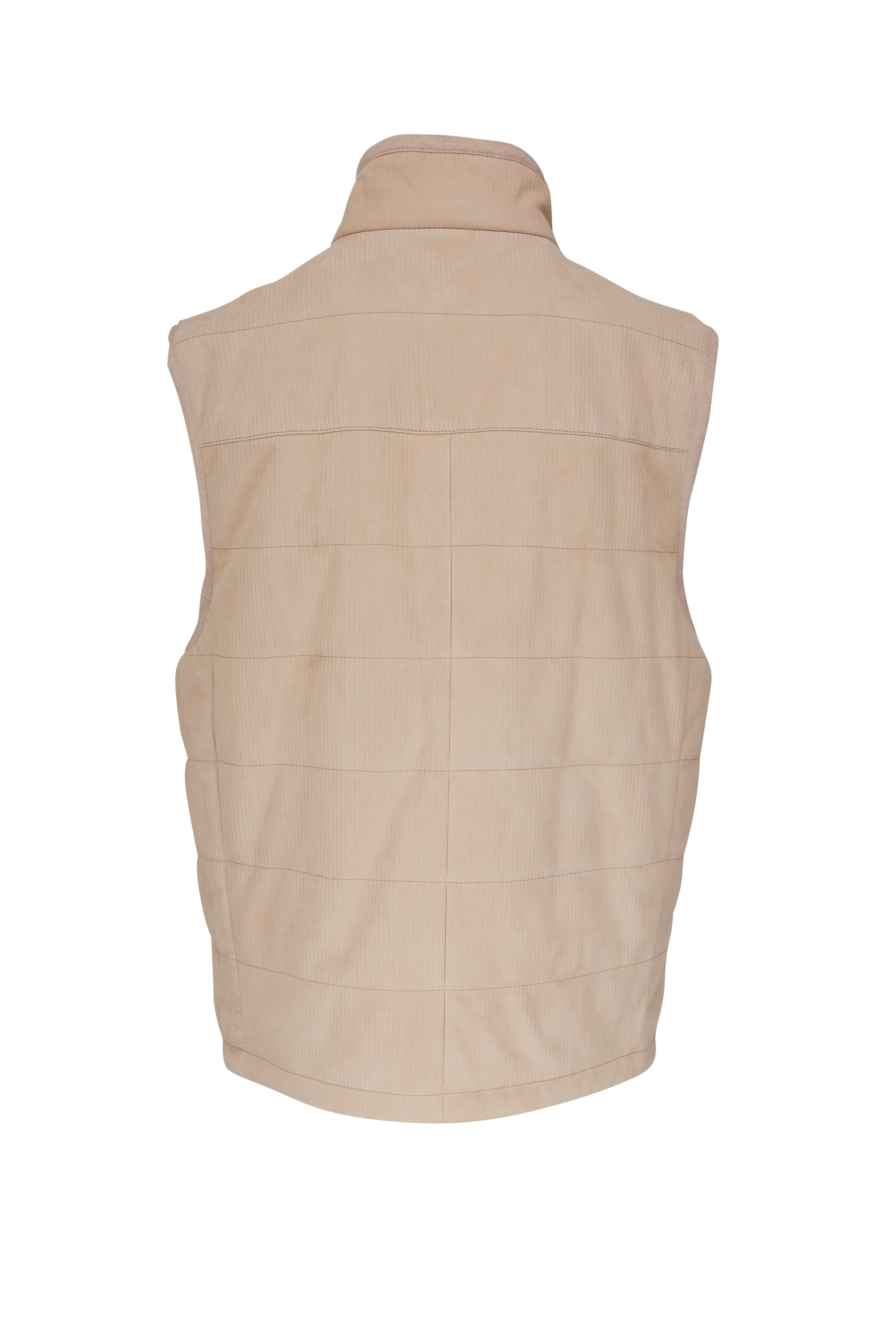【送料&関税込】Brunello Cucinelli Layered Vest Brunello Cucinelli - Tan Corduroy & Suede Reversible Vest