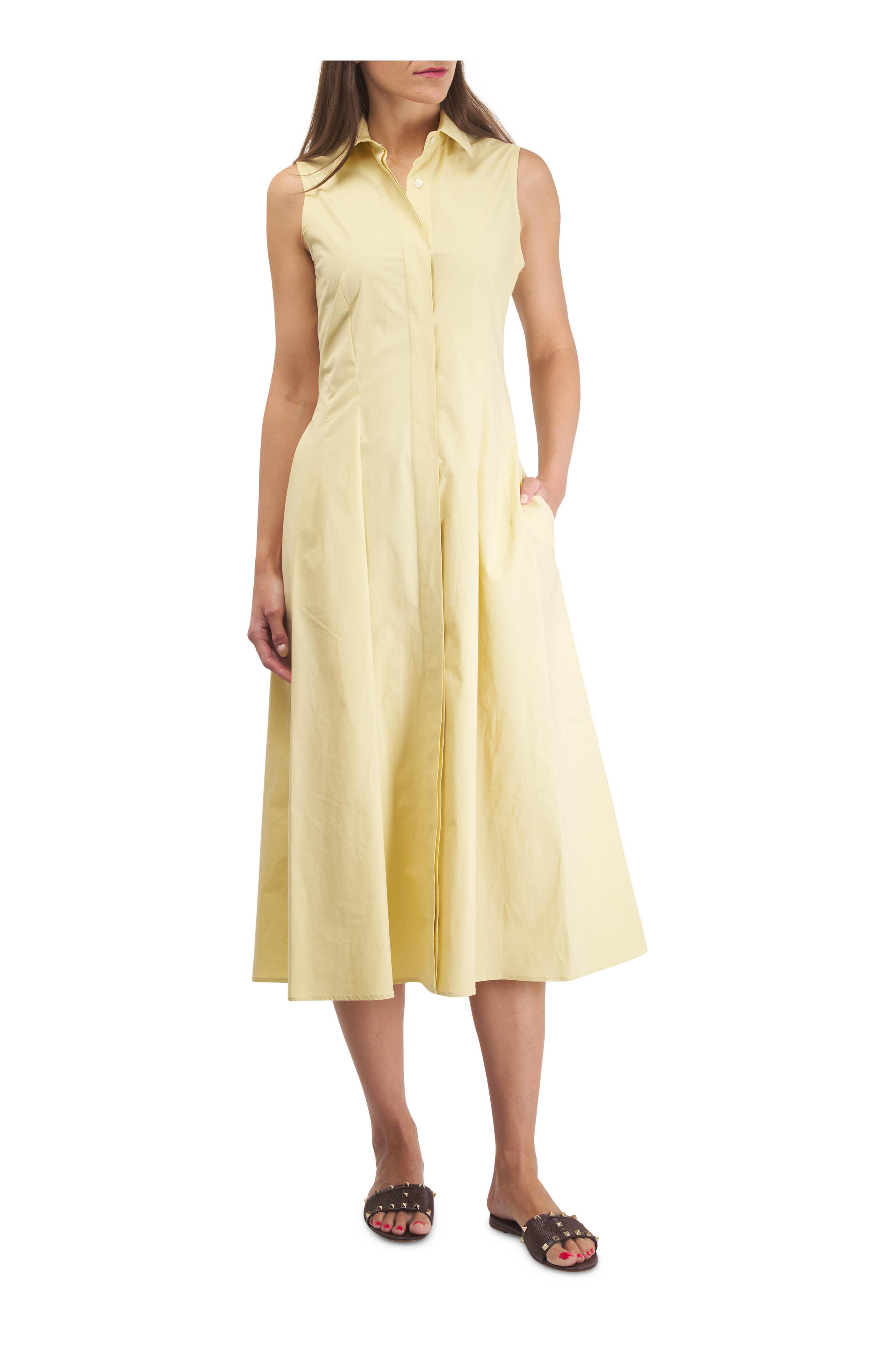 Antonelli - Minneapolis Yellow Stretch Cotton Midi Dress