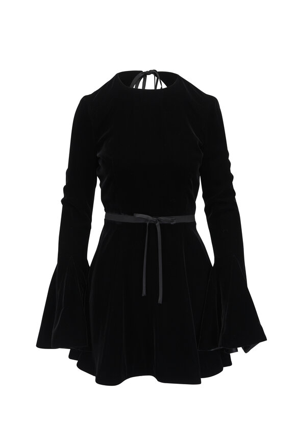 Saint Laurent - Black Velvet Backless Skater Mini Dress