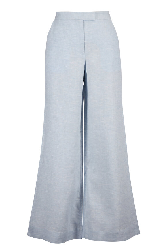 Hevron Capri Sky Blue Linen Pant - view 1