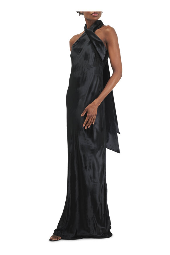 Galvan Pandora Black Satin Gown - view 2