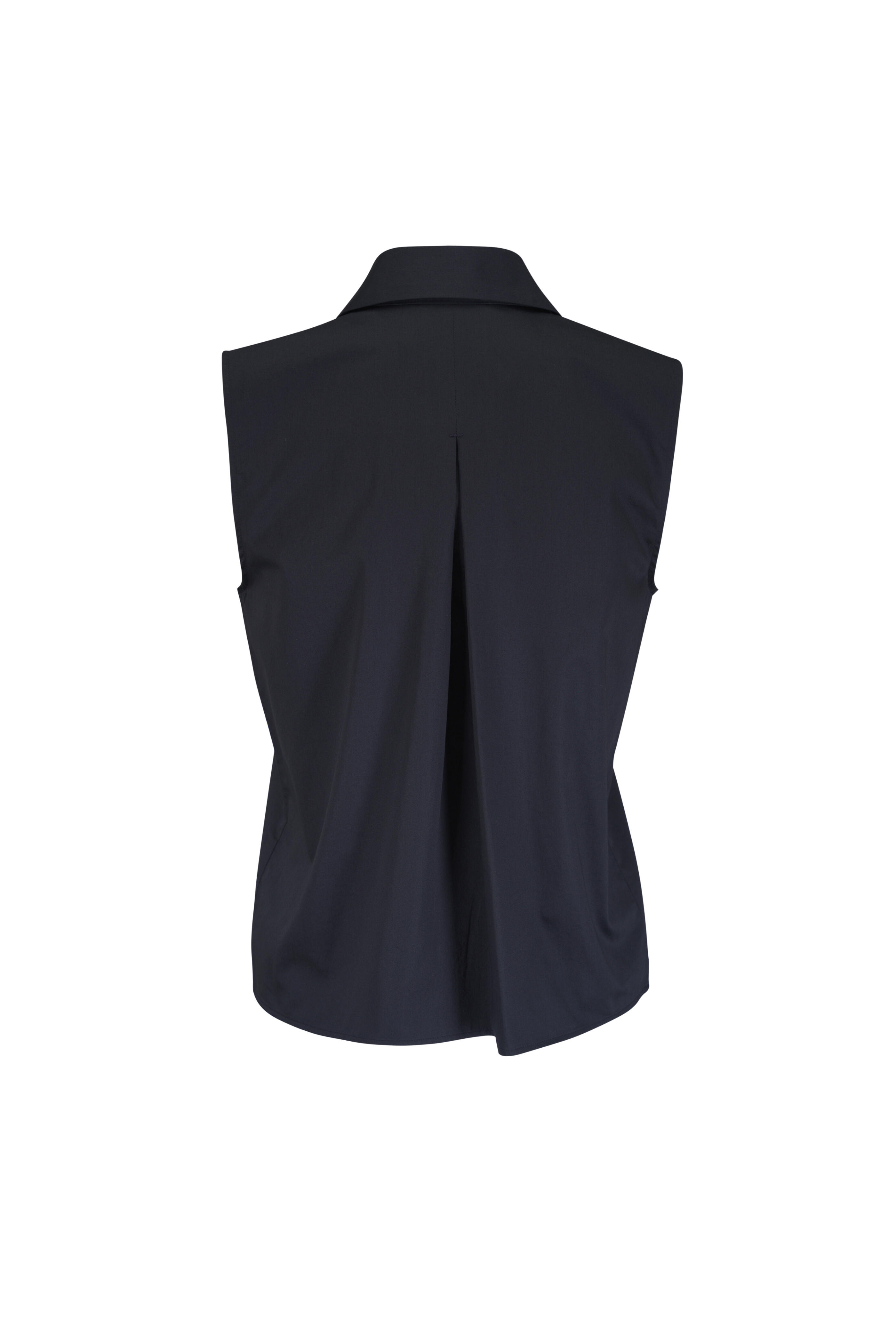 Vince - Ink Cotton Relaxed Sleeveless Button Up Shirt - view 2