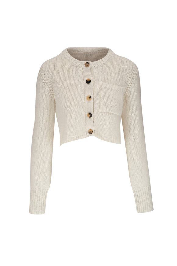 Khaite - Lavan Ivory Crop Cashmere Cardigan