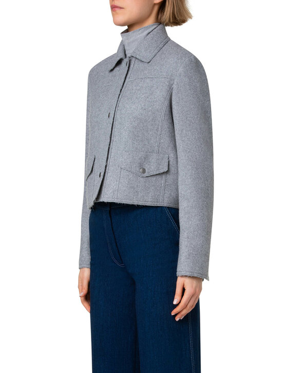 Akris Punto - Gray Patch Pocket Wool Shirt Jacket 