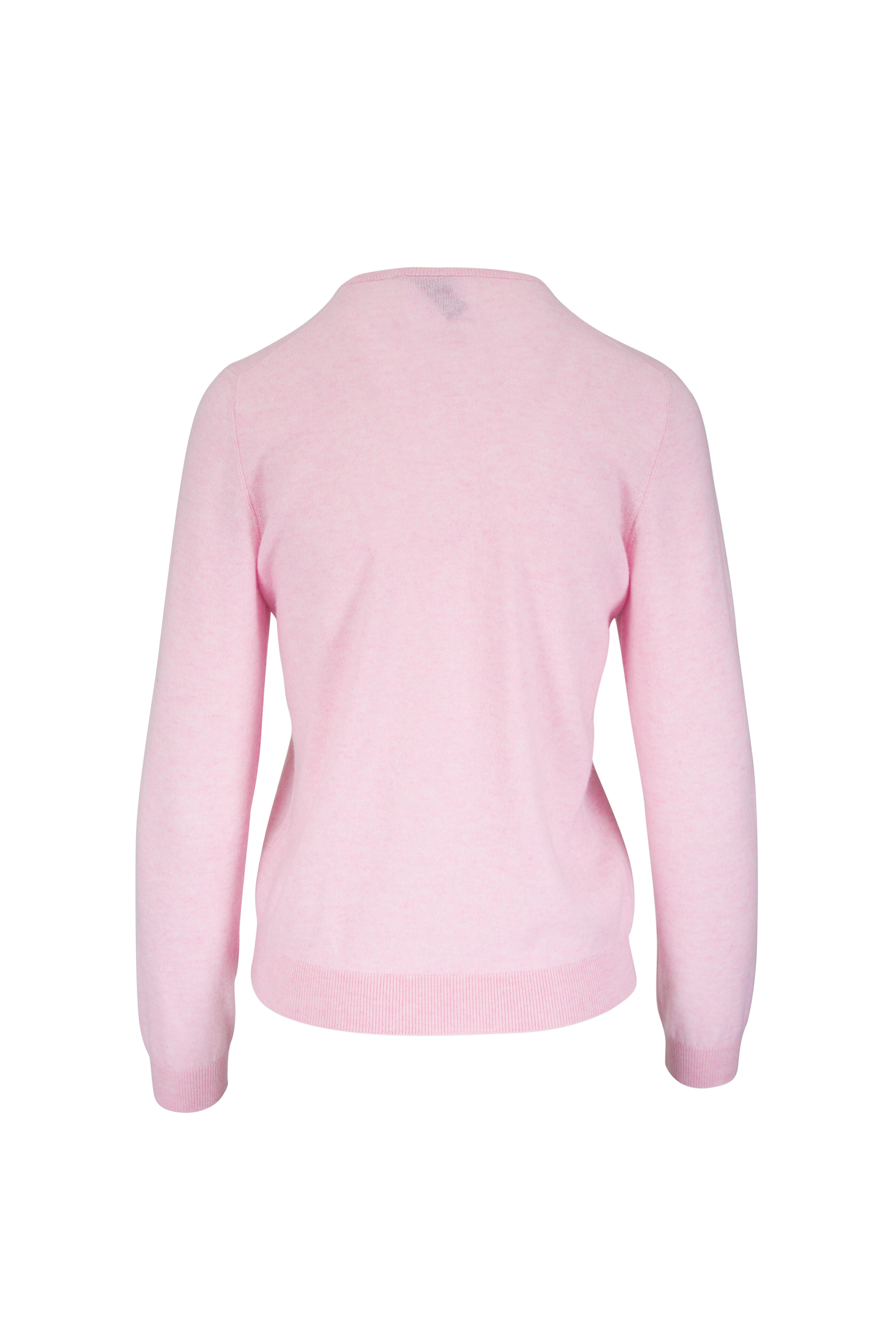 Loro Piana - Sergio Light Pink Cashmere Crewneck Sweater - view 2
