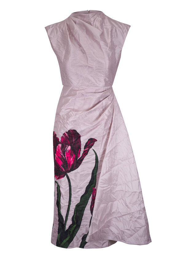 Erdem Short Sleeve Blush Draped Dress