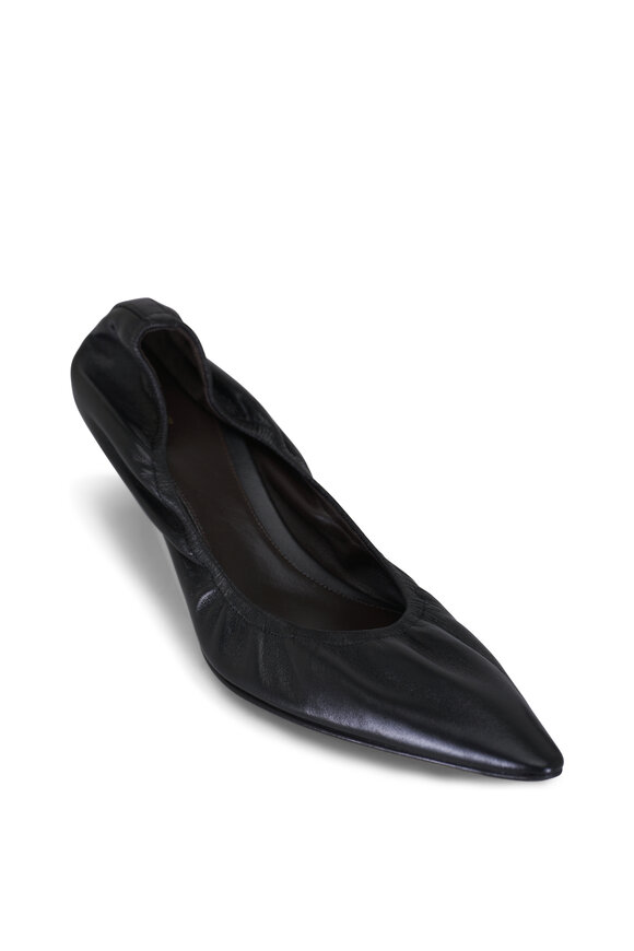 The Row Liisa Black Leather Kitten Heel, 40mm