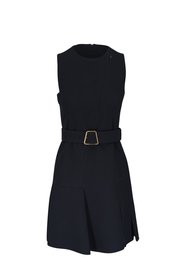 Akris Black Cotton Belted Mini Dress 