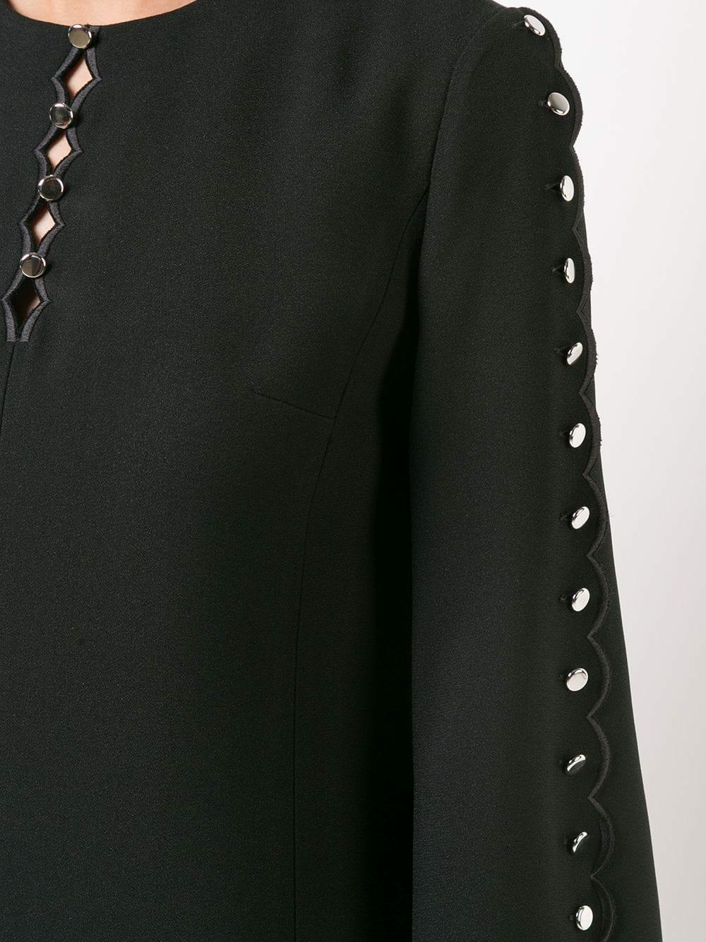 Michael Kors Collection - Black Long Sleeve Scallop Trim Dress