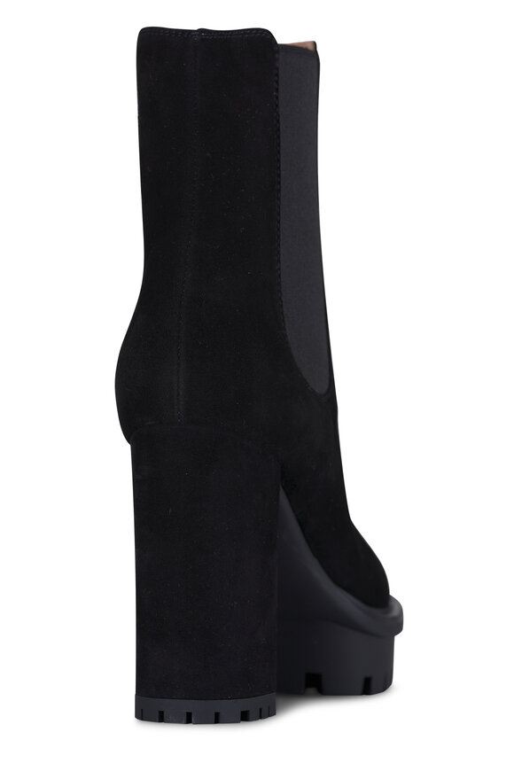Gianvito Rossi Barry Black Suede Platform Bootie, 70mm - view 3
