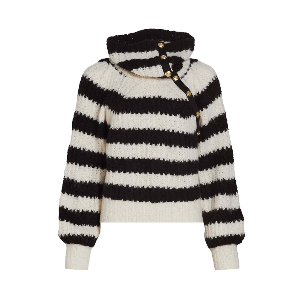 Derek Lam - Black and White Asymmetric Button Turtleneck