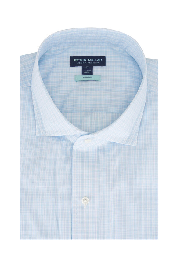Peter Millar Dante Blue Frost Check Cotton Sport Shirt - view 1
