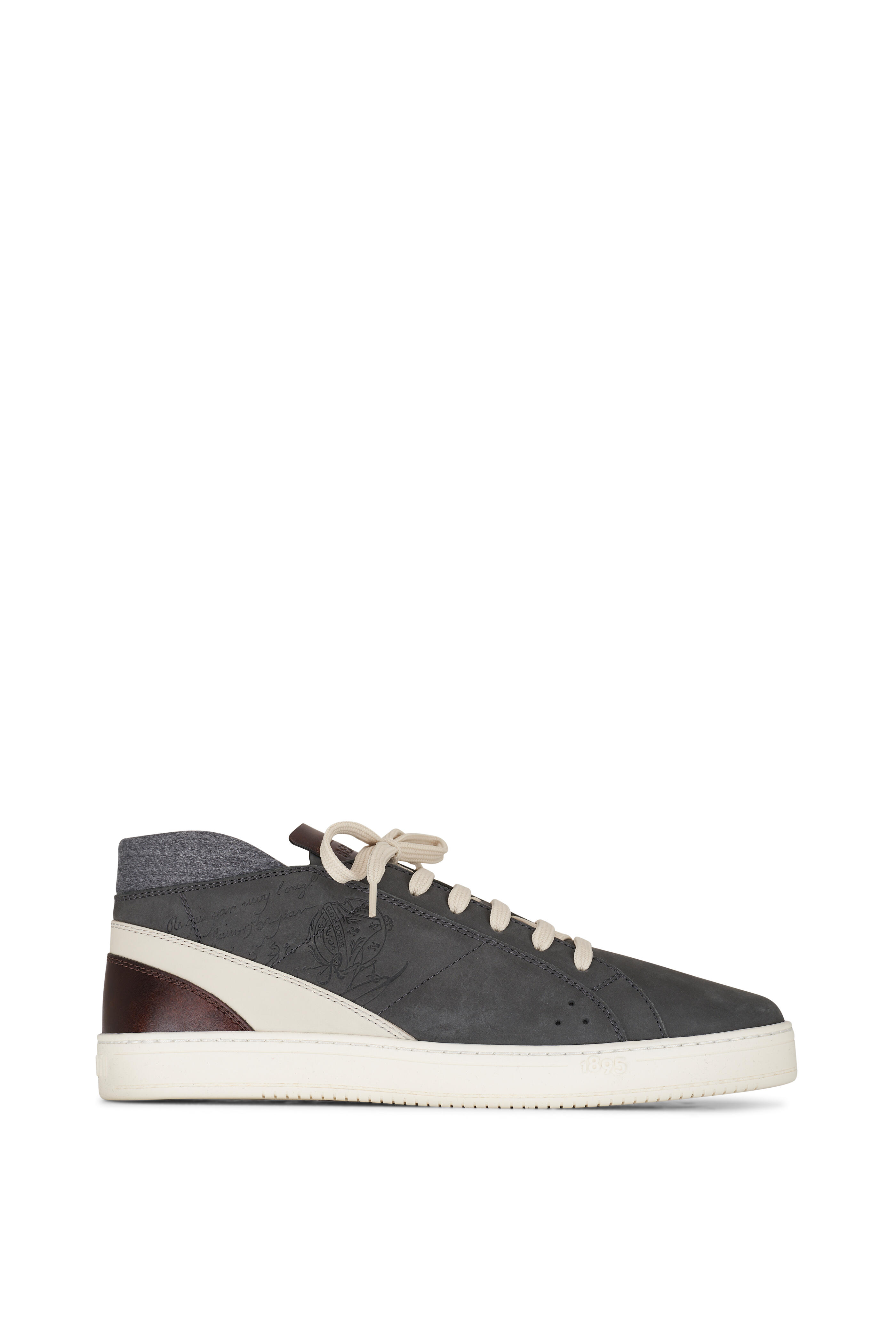 Berluti - Playtime Gray Nubuck Leather Mid Sneaker