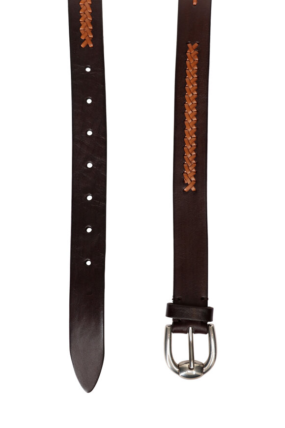 Brunello Cucinelli Dark Brown & Caramel Braided Leather Belt - view 2