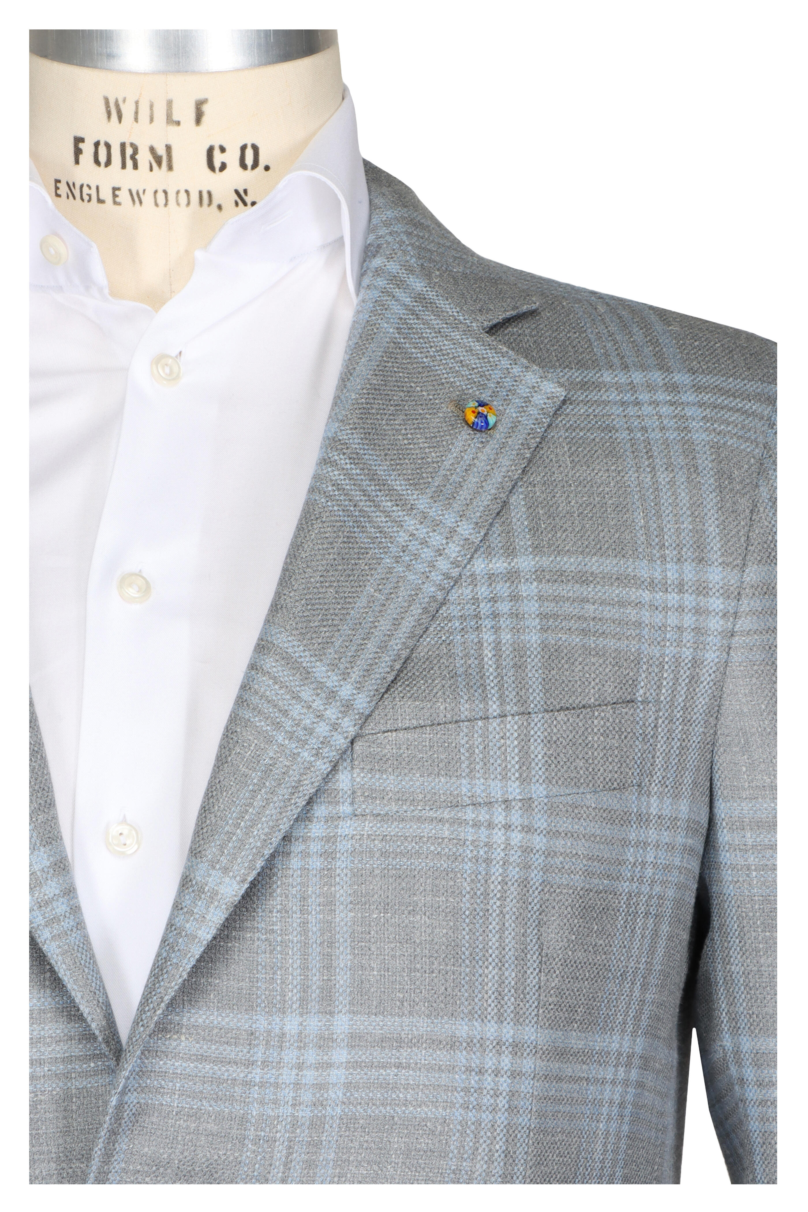 Belvest - Grey & Light Blue Plaid Sportcoat