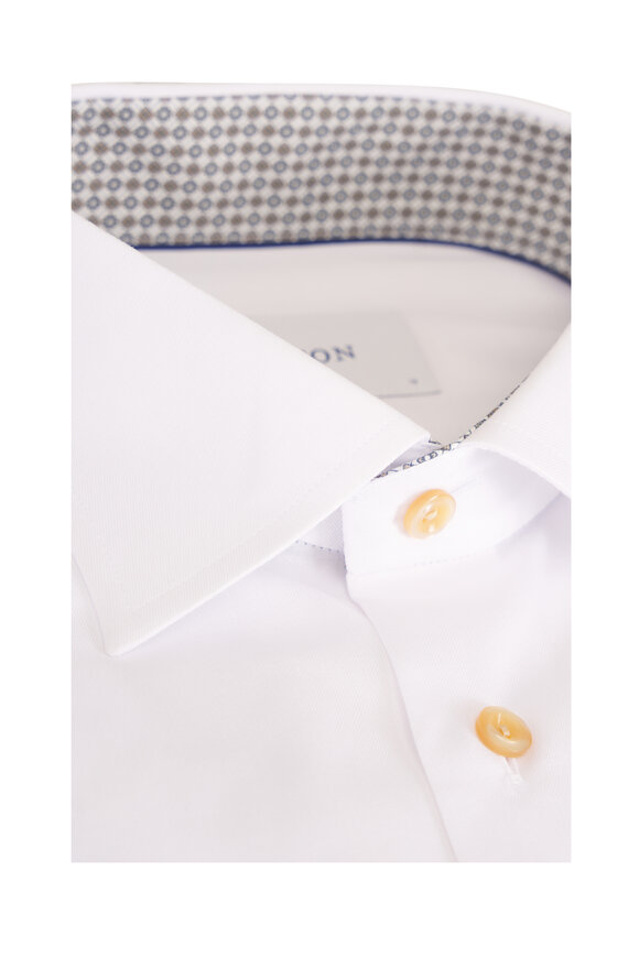 Eton White Solid Cotton Dress Shirt - view 2