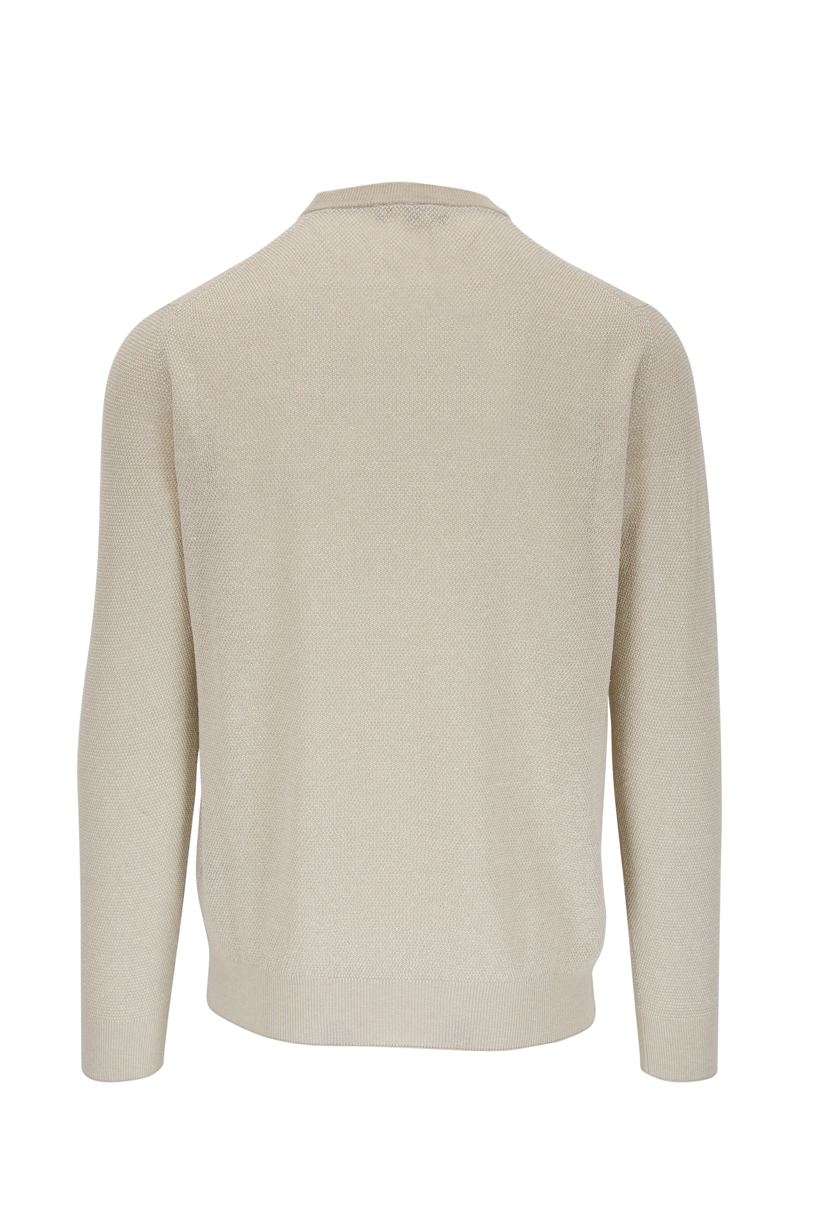 Loro Piana - Beige Silk & Linen Textured Knit Crewneck Sweater