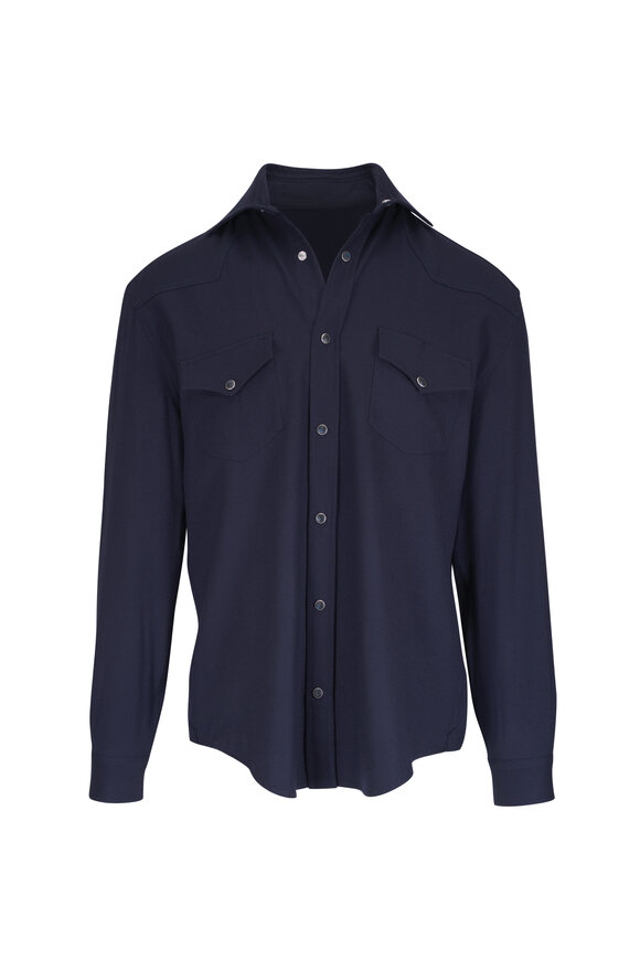 Marco Pescarolo Ribot Navy Wool Overshirt - view 1