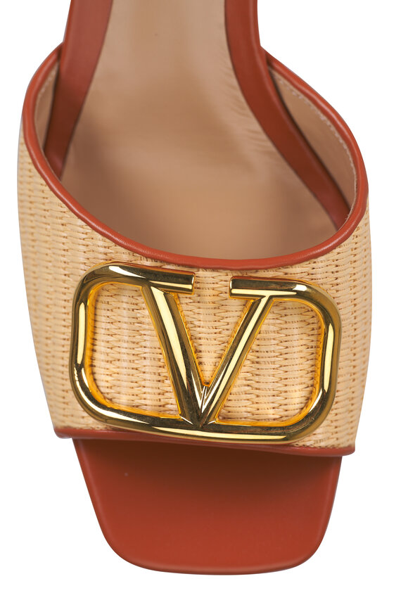 Valentino Garavani Beige V Logo Raffia Block Sandal, 60mm - view 5