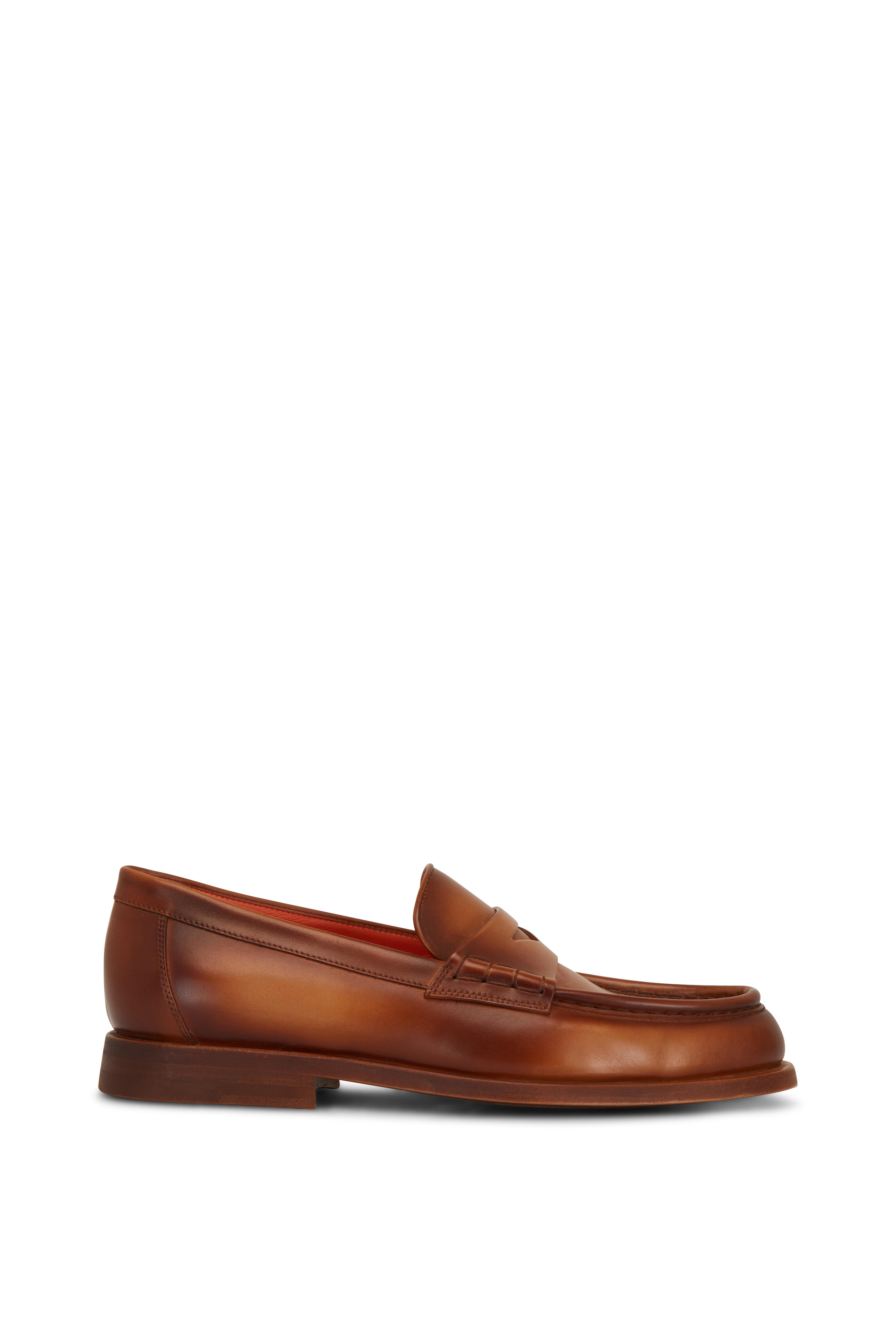 Santoni leather Penny loafers - Brown