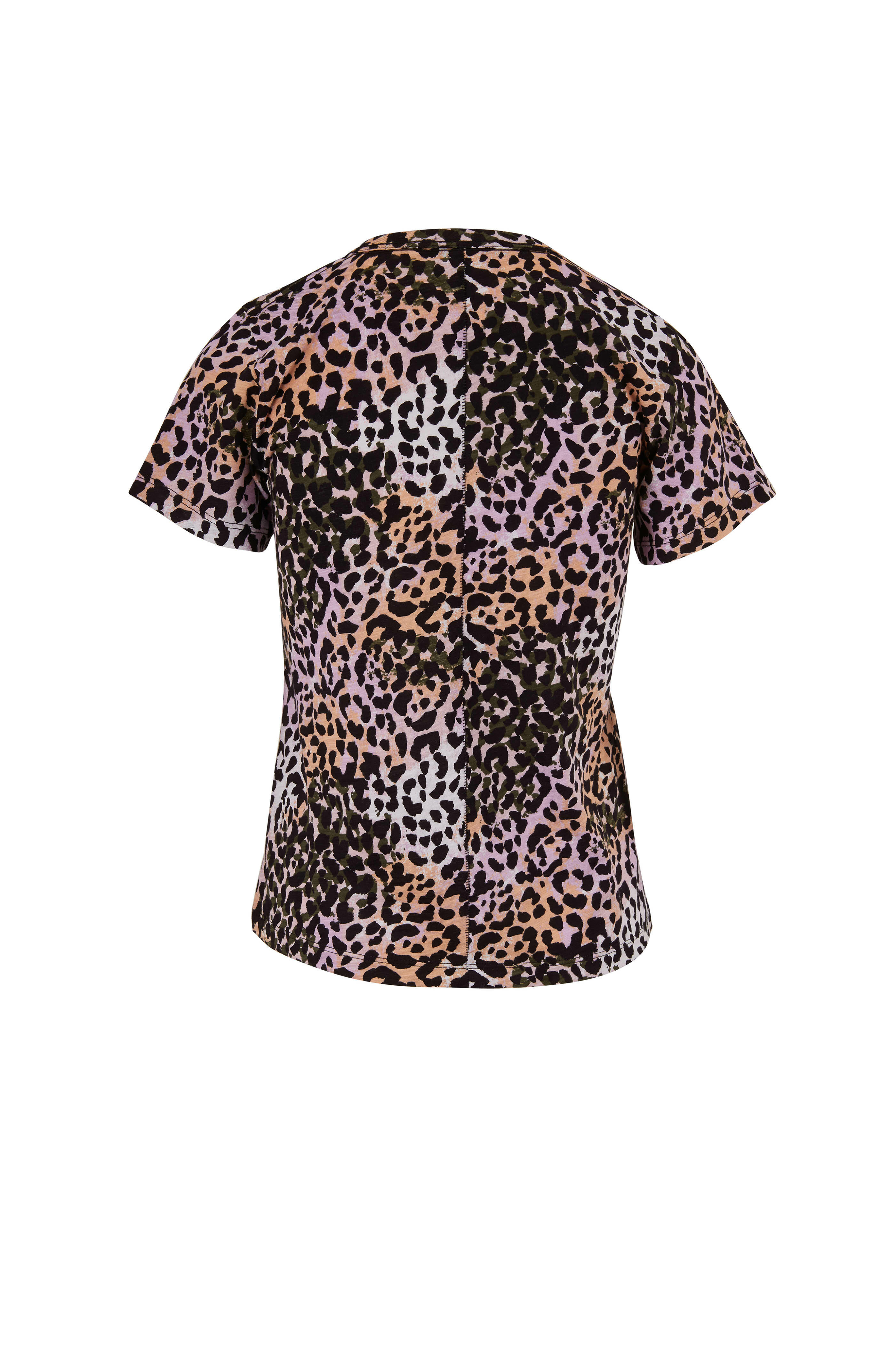 Veronica Beard - Casey Lilac Multi Leopard Print V-Neck T-Shirt