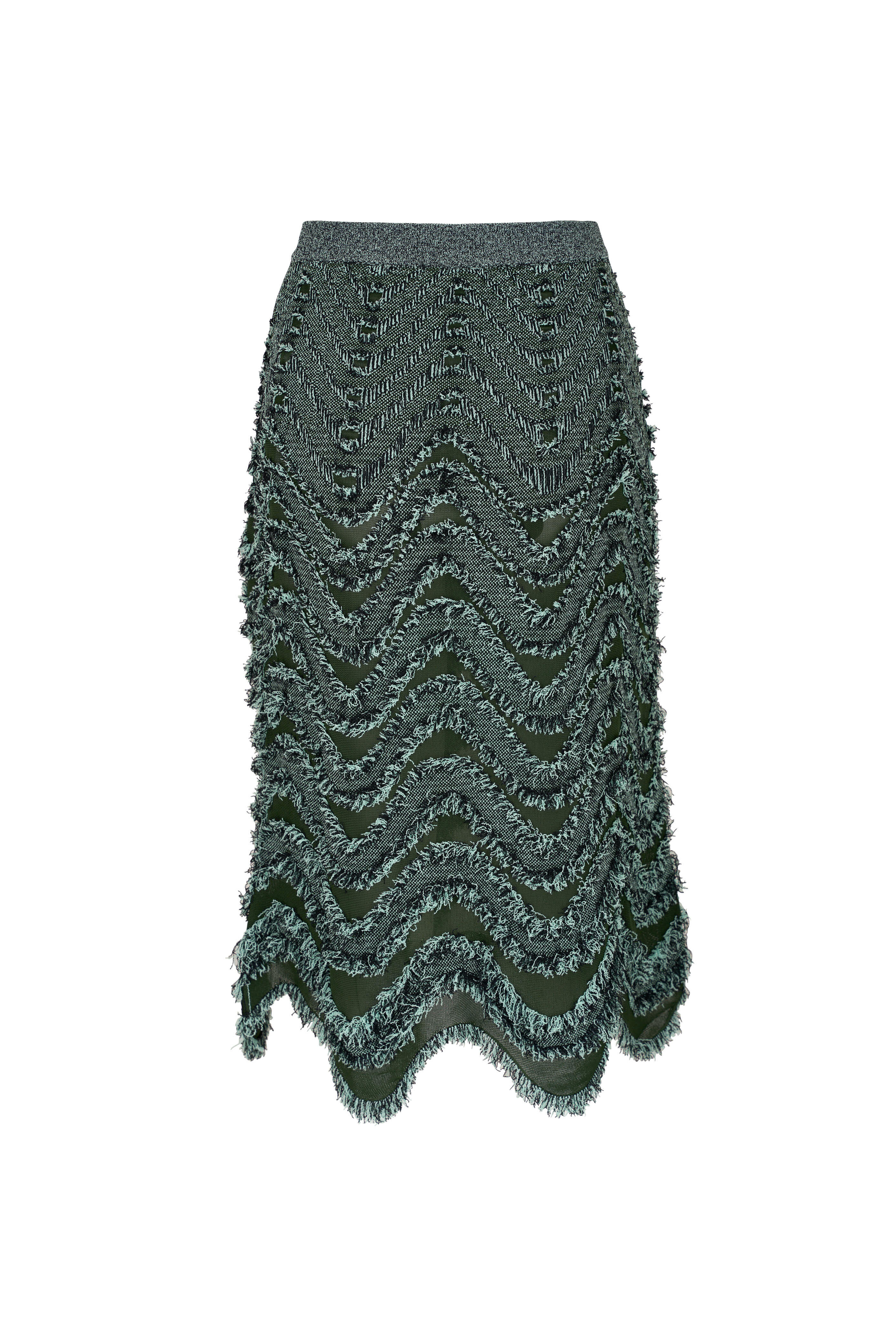Bottega Veneta - Aquamarine & Black Waves Embroidered Fringe