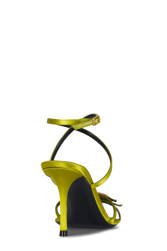 Saint Laurent Citron Green Satin Sandal, 75mm - view 5