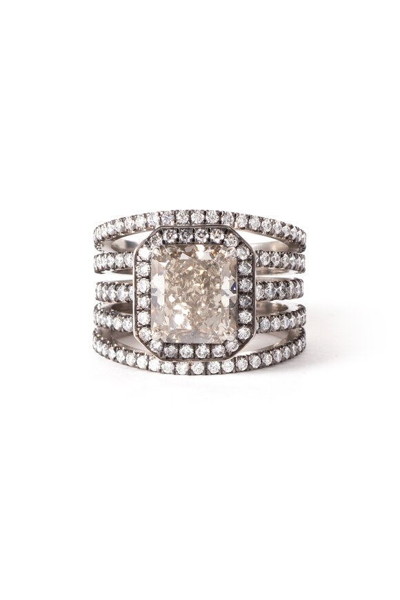 Sylva & Cie Spiral 3.85CT Fancy Grey & White Diamond Ring