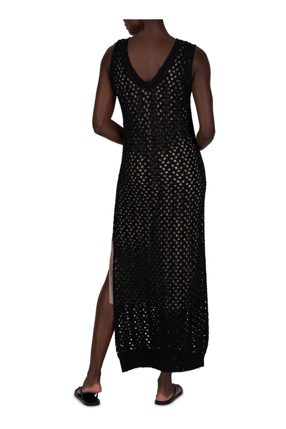 Brunello Cucinelli - Black Open Weave Sleeveless Dress