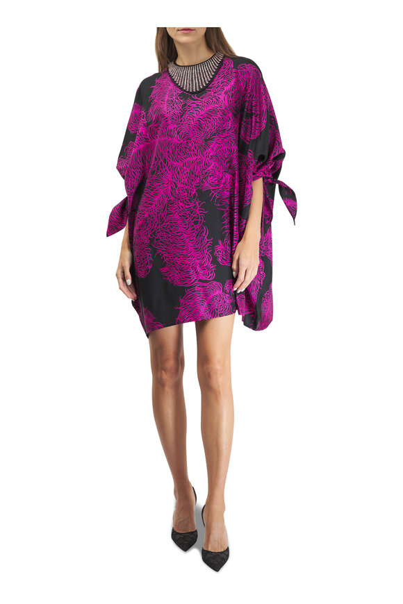 Pucci - Pink Struzzo Print Silk Twill Kaftan