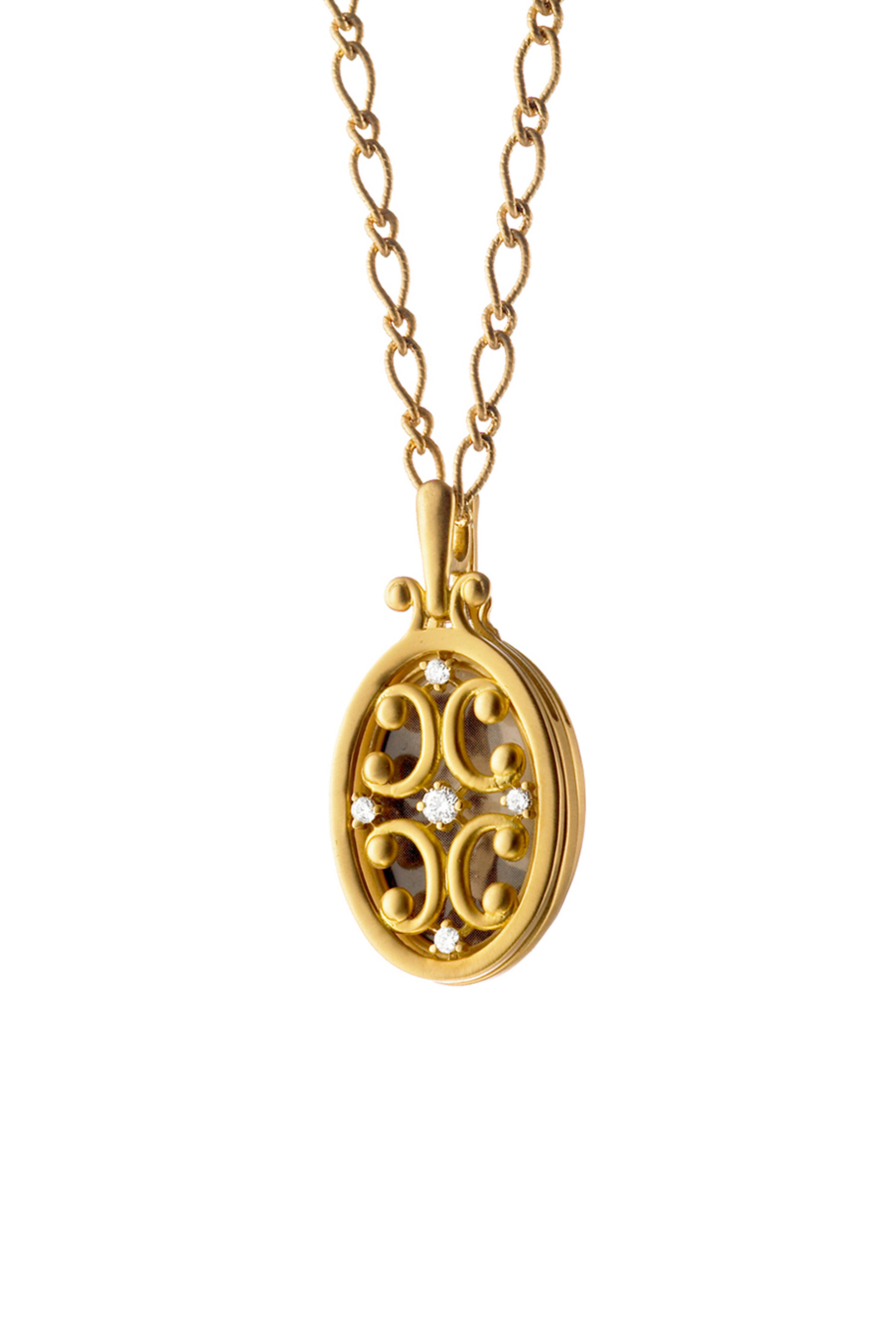 Monica Rich Kosann Yellow Gold Oval Gate Locket Necklace