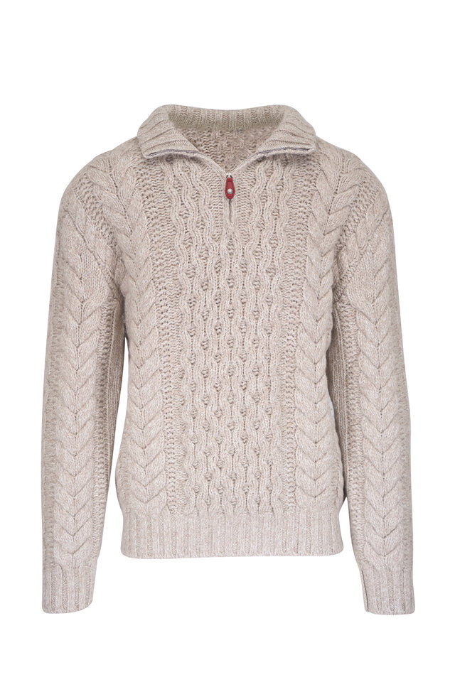 Brunello Cucinelli - Tan Wool & Cashmere Zip Cardigan